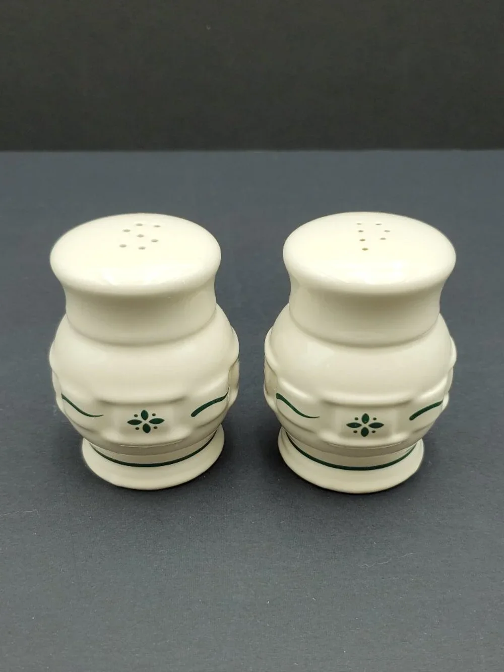 Longaberger Woven Traditions Heritage Green Salt & Pepper Shakers
